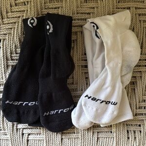 Harrow Women M Field Hockey Socks Black White Pairs Knee High